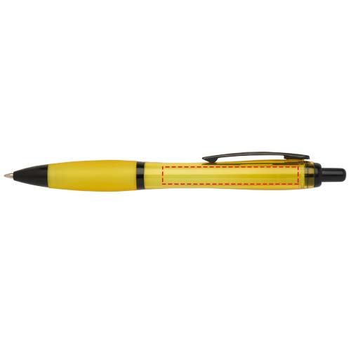 Stylo bille Nash en plastique recyclé avec garnitures noires (encre noire) jaune
