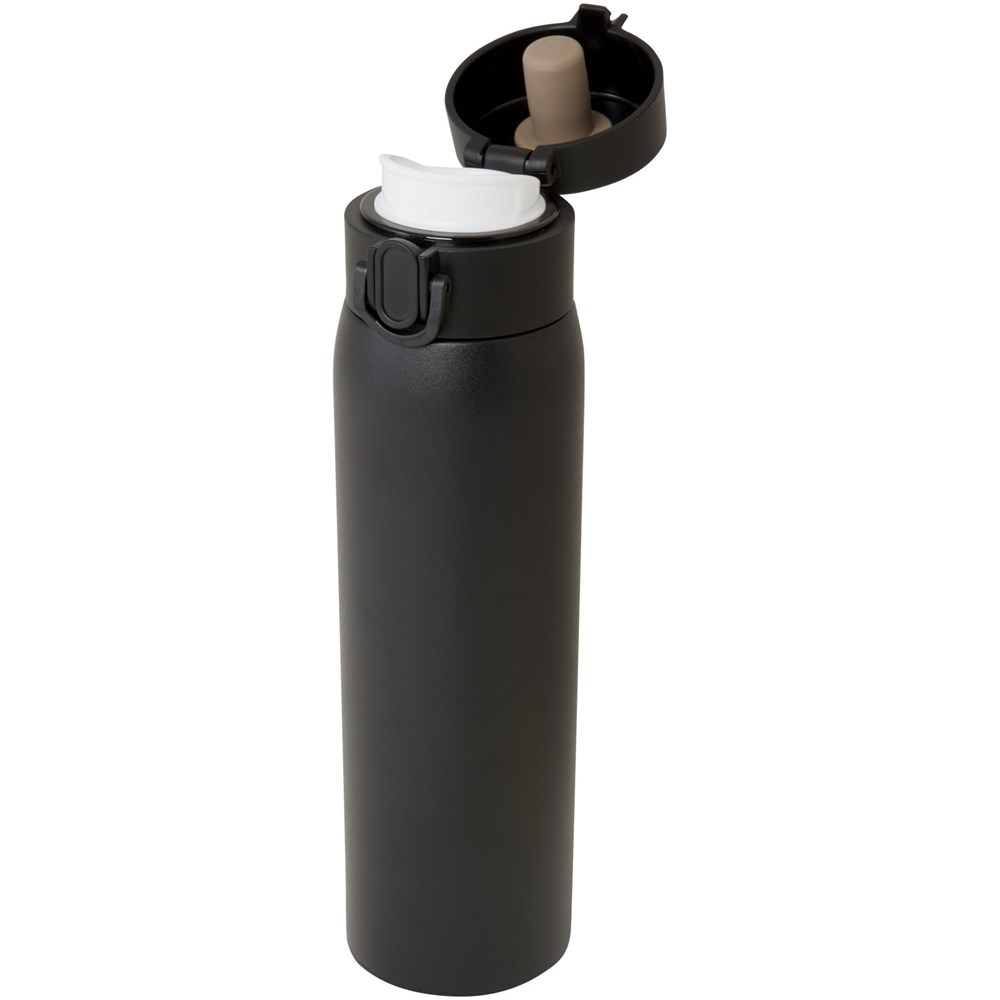 Fiole isotherme Sika de 450 ml en acier inoxydable recyclé certifié RCS Noir
