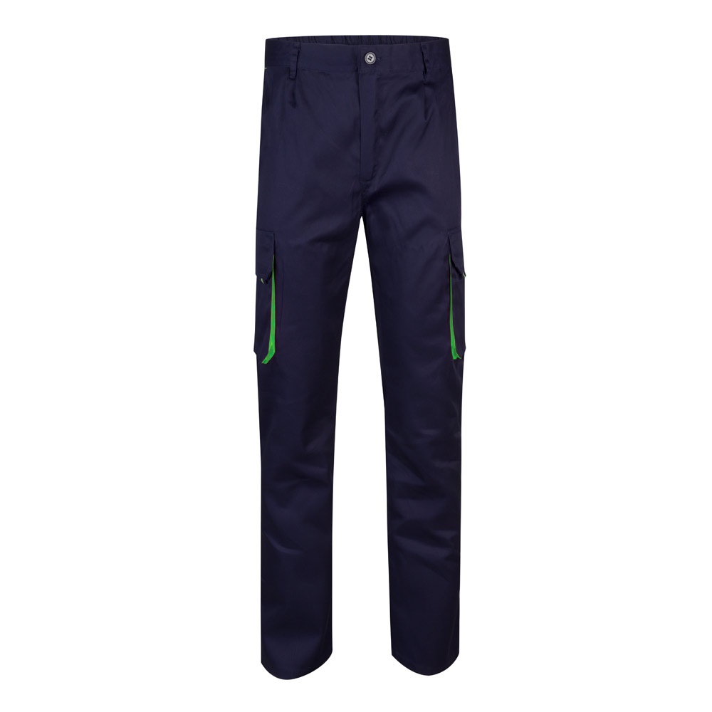 VL HYPNOS Zweifarbige Twill-Hose mit mehreren Taschen (200 g/m²), aus Baumwolle (35 %) und Polyester (65 %) Marineblau, Grün