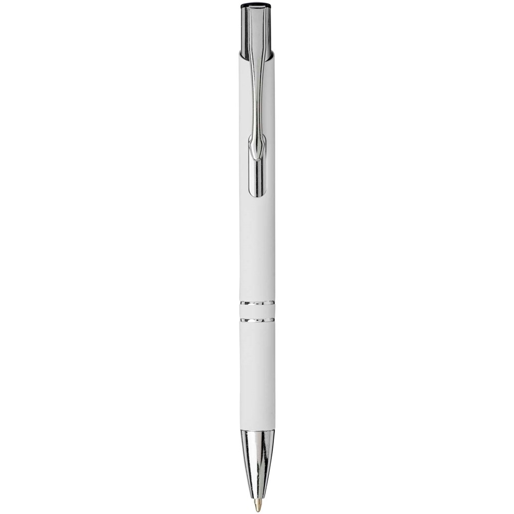 Stylo bille rétractable doux au toucher Moneta (encre noire) Blanc
