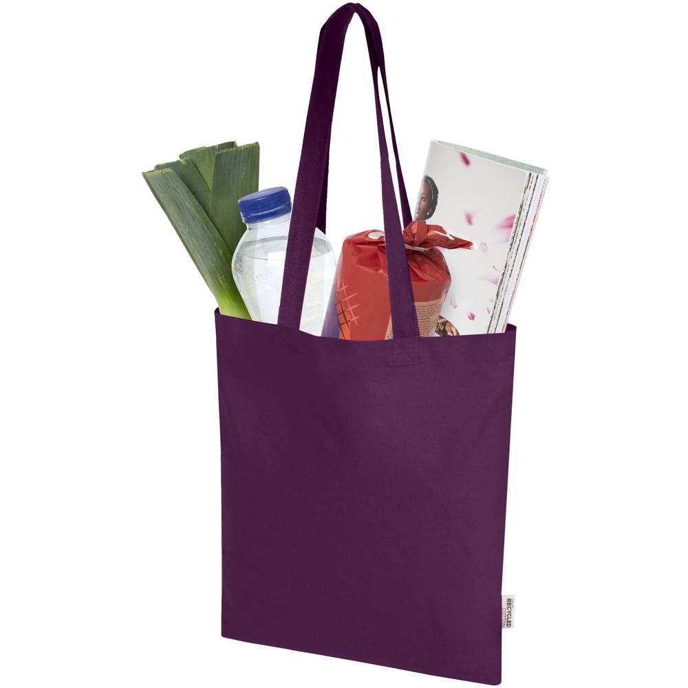 Madras Blend 140 g/m² Tragetasche aus GRS-recycelter Baumwolle 7L lila
