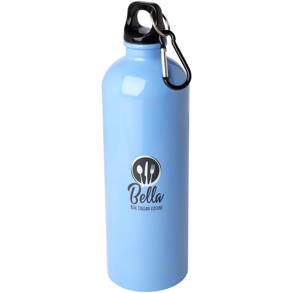 Bouteille d'eau Oregon de 750 ml simple paroi en acier recyclé certifié RCS avec mousqueton Cloud Blue