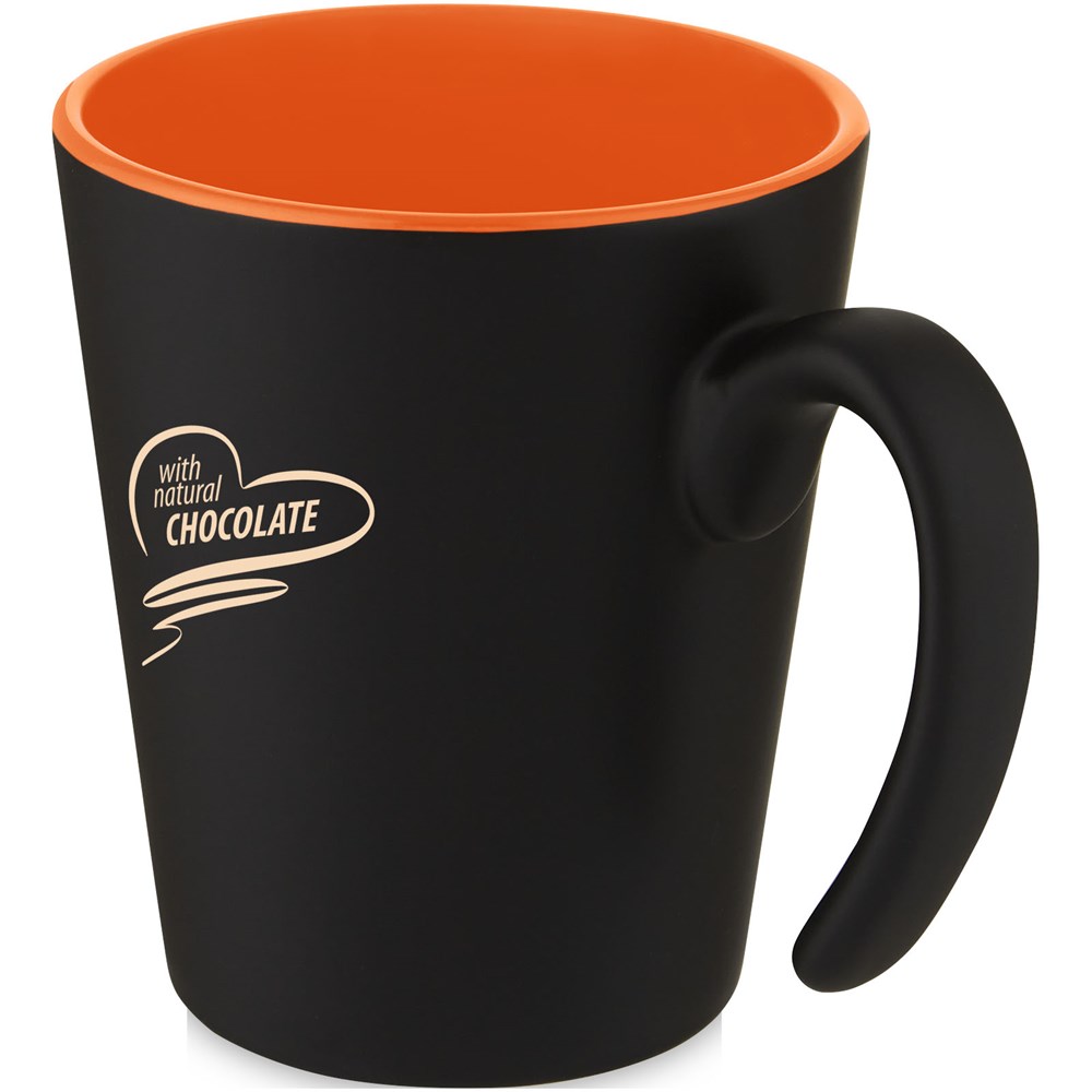 Mug en céramique Oli 360 ml avec anse Orange, Noir