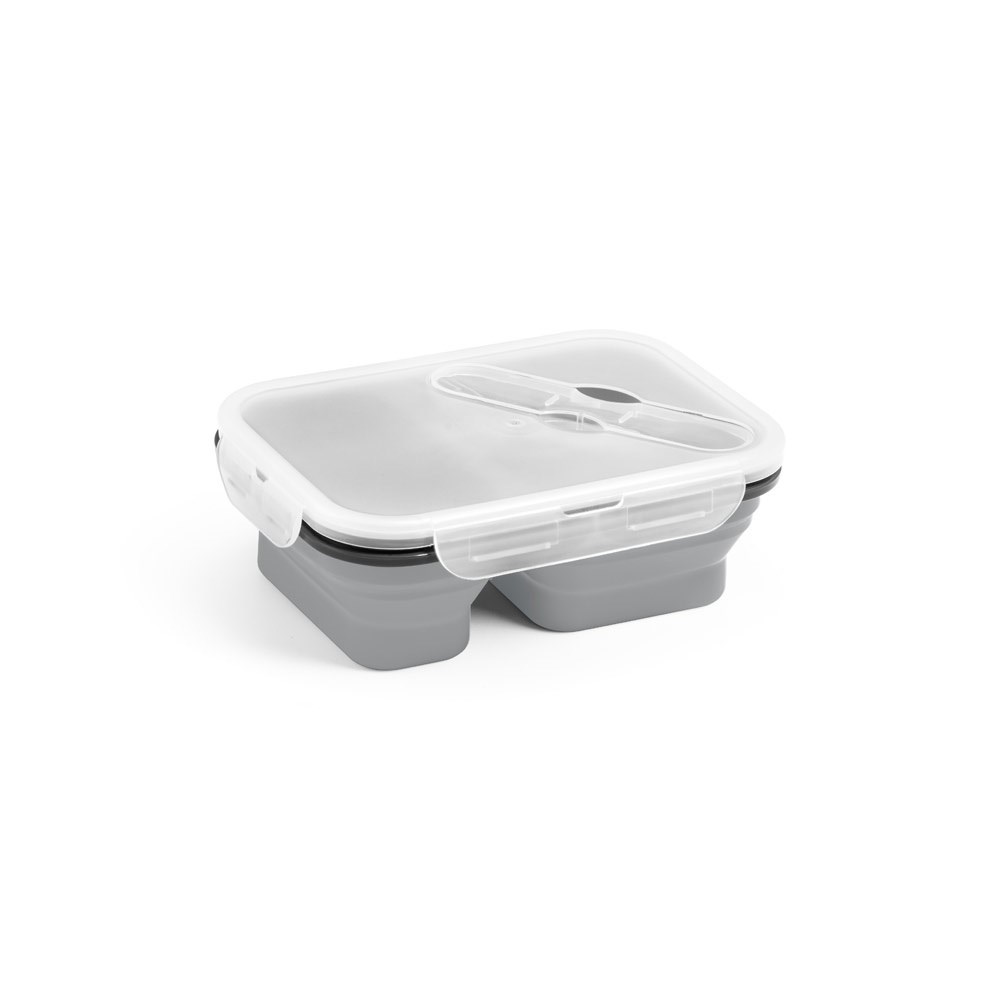 DILL Lunch Box. Boîte hermétique rétractable en silicone et PP (480 et 760 mL) gris clair