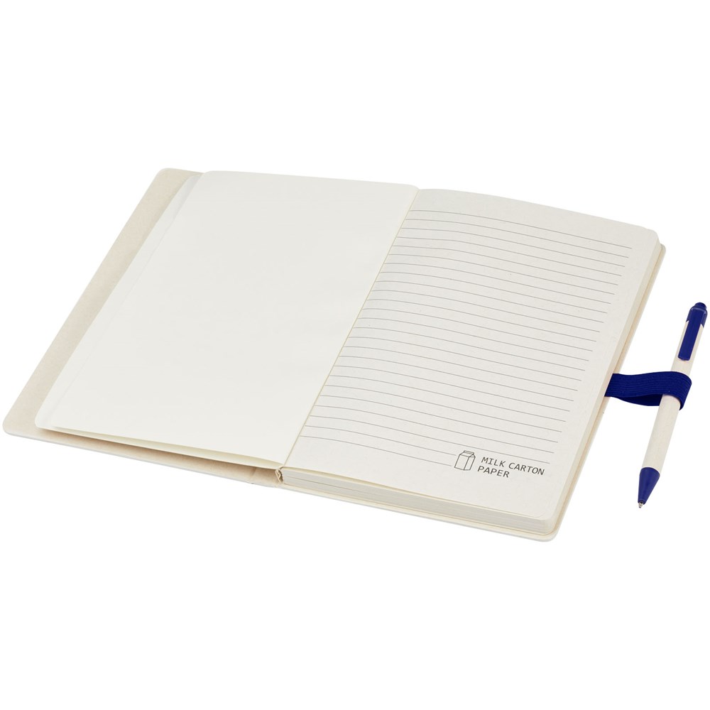 Ensemble carnet de notes format A5 et stylo bille, à partir de briques de lait recyclées, Dairy Dream bleu