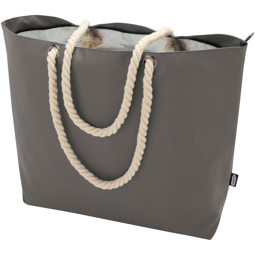 Panama Strandkühltasche mit Kordelgriffen aus recyceltem GRS-Material, 23L grau