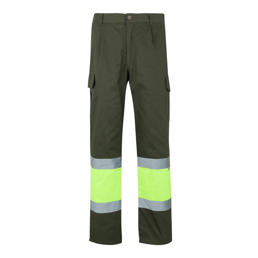 VL ATHENA Zweifarbige Hose aus Twill (210 g/m²), gefüttert, mit mehreren Taschen, aus Baumwolle (20%) und Polyester (80%) Khaki, Gelb