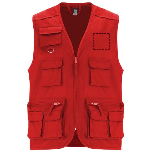 Venera Arbeitsweste mit V-Ausschnitt und mehreren Taschen, 200 g/m2 Rot