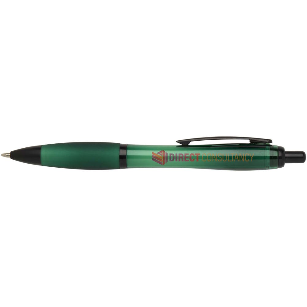 Stylo bille Nash en plastique recyclé avec garnitures noires (encre noire) vert