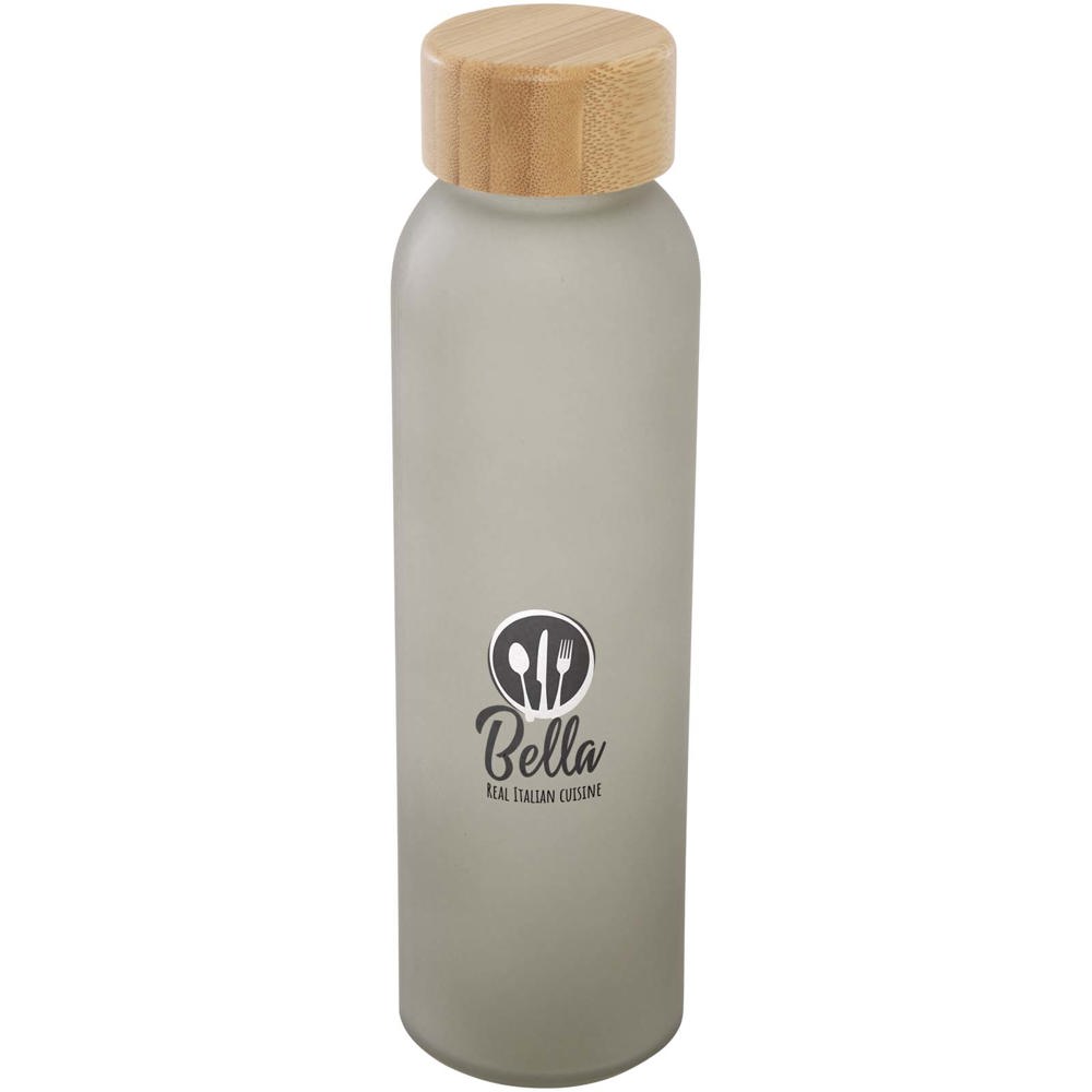 Lume 500 ml Flasche aus mattiertem Kalknatronglas mit Bambusdeckel grau