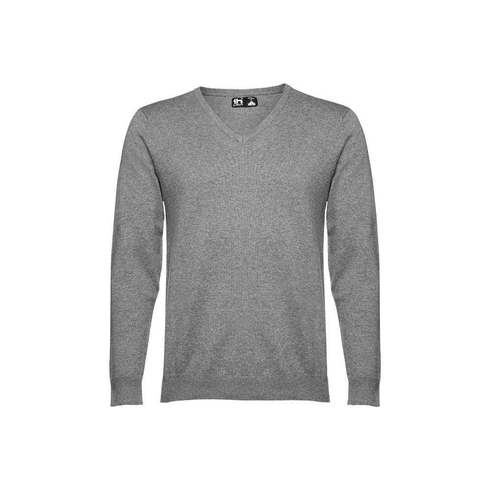 THC MILAN. Herren-Pullover mit V-Ausschnitt aus Baumwolle und Polyamid