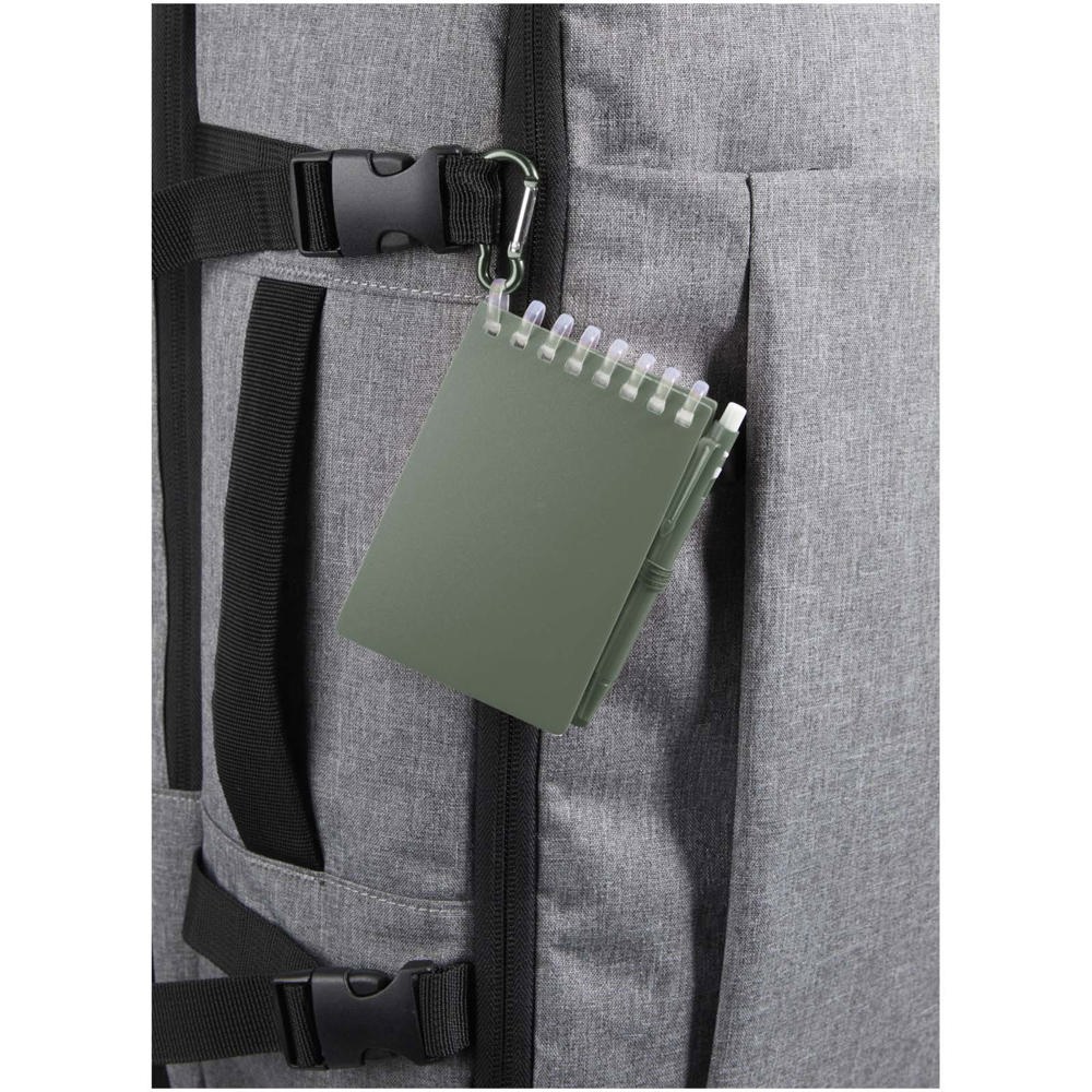 Ensemble carnet souple d’extérieur recyclé et stylo bille (encre noire) Lig Mini Vert bruyère