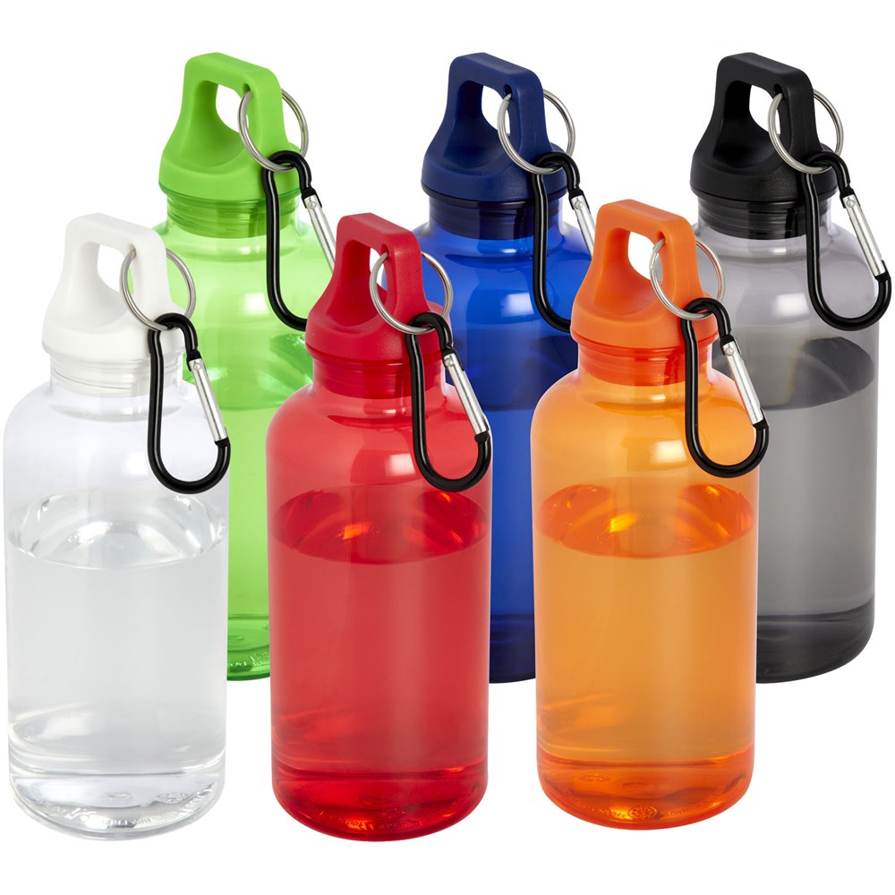 Bouteille d'eau Oregon de 400 ml en plastique recyclé avec mousqueton Blanc