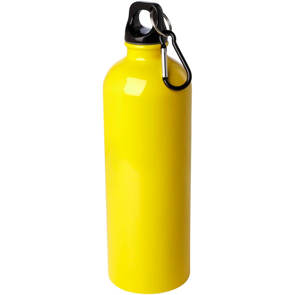 Bouteille d'eau Oregon de 750 ml simple paroi en acier recyclé certifié RCS avec mousqueton Jaune