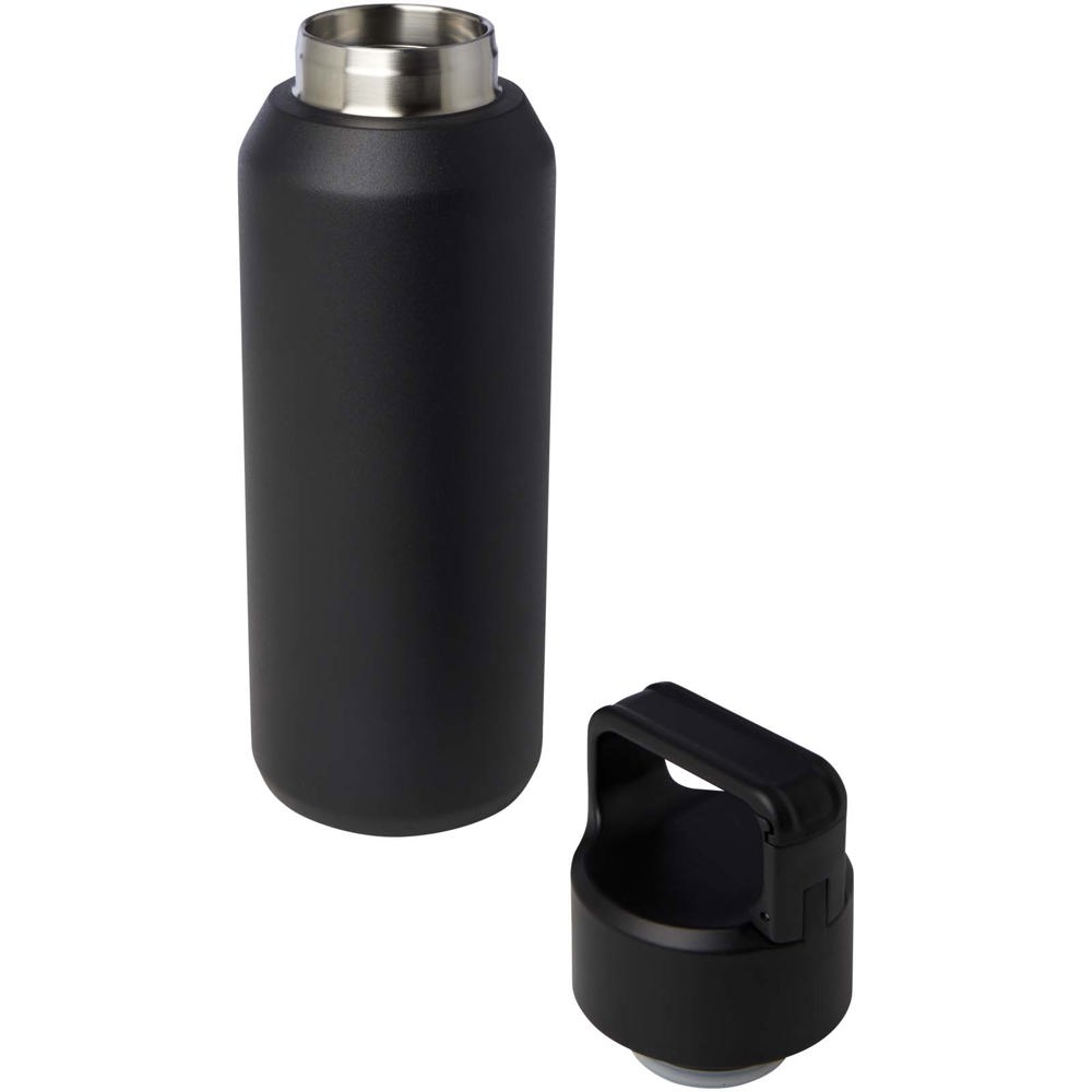 Astra 600 ml RCS-zertifizierte Kupfer-Vakuum Isolierflasche aus recyceltem Edelstahl (Kohlensäure geeignet) schwarz