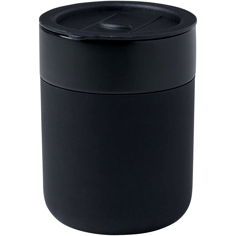 Java 330 ml Keramikbecher mit Silikonhülle und Kunststoffdeckel Schwarz