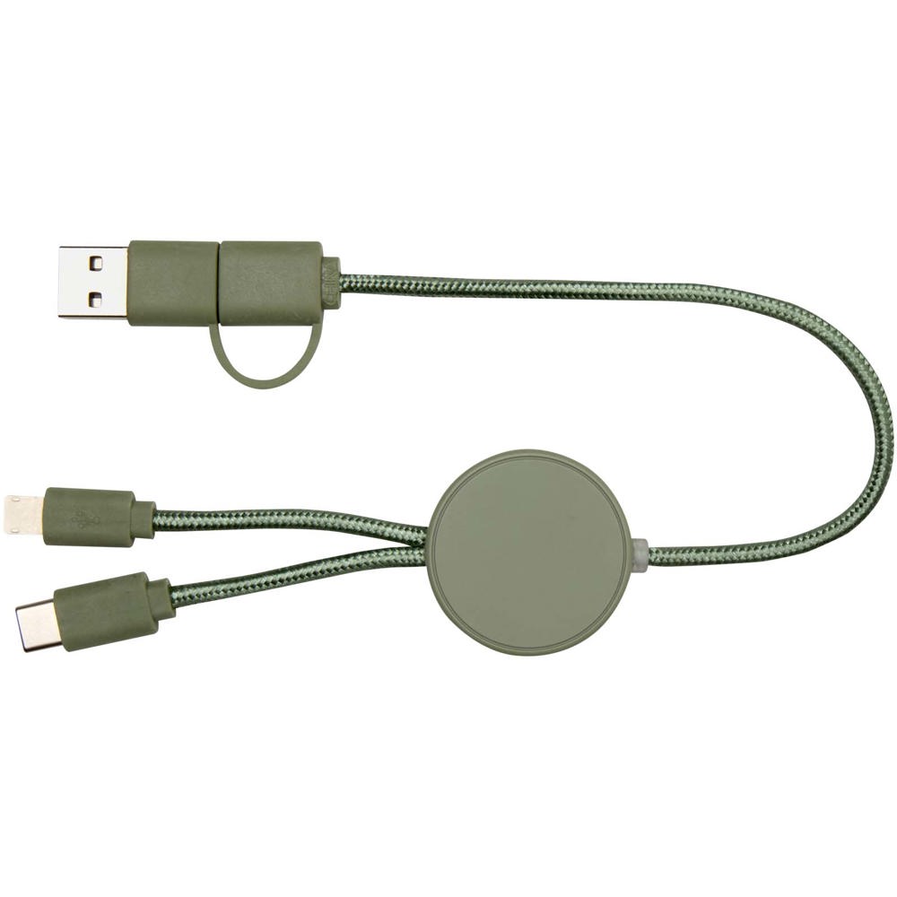 Câble 5 en 1 Citala en plastique recyclé de 30 cm pour la synchronisation des données et la charge rapide de 27 W Vert bruyère