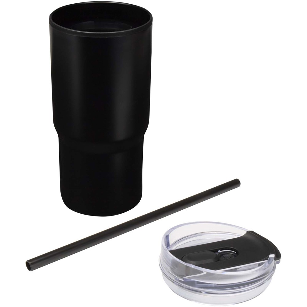 Gobelet isotherme à double paroi Westin 540 ml en RCS recyclé, avec paille Noir