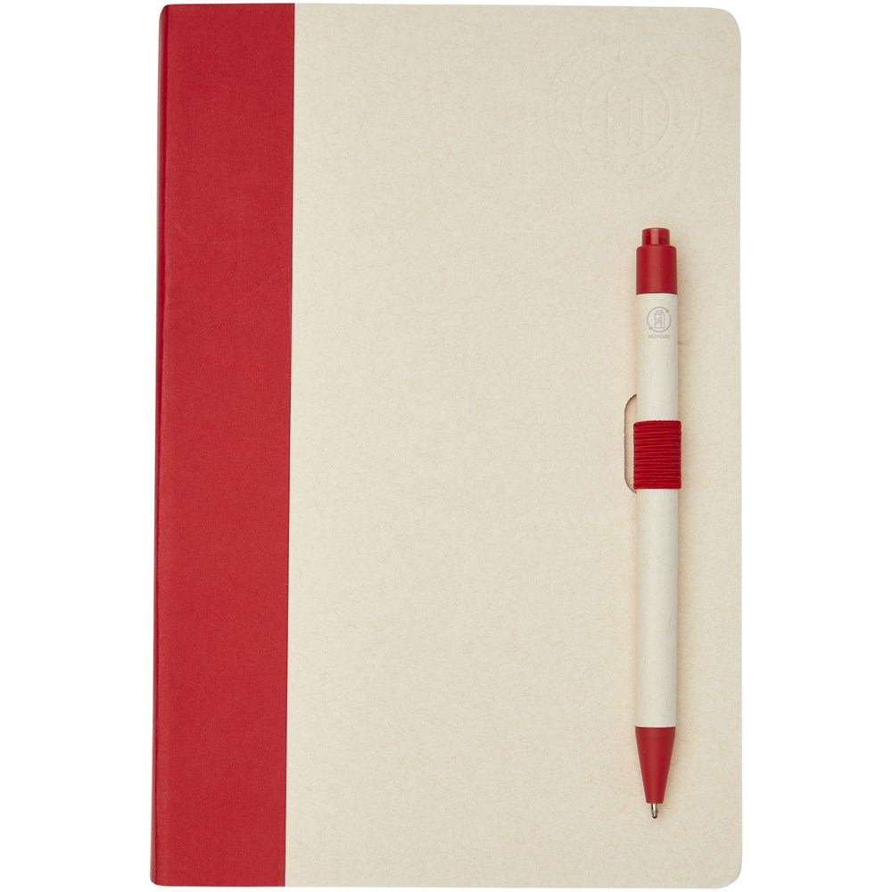 Ensemble carnet de notes format A5 et stylo bille, à partir de briques de lait recyclées, Dairy Dream rouge