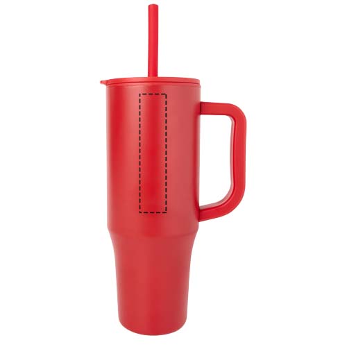 Gobelet isotherme Brady 900 ml certifié RCS avec paille en silicone rouge