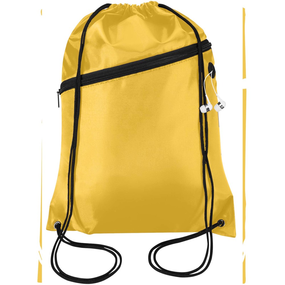 Sac à cordon Oriole en RPET avec poche avant zippée, 5 L jaune