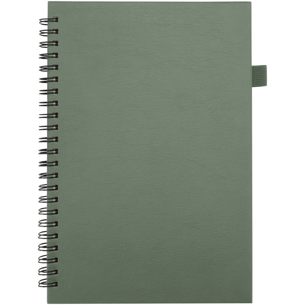 Cahier à spirales Liss A5 à couverture rigide en plastique recyclé Vert bruyère