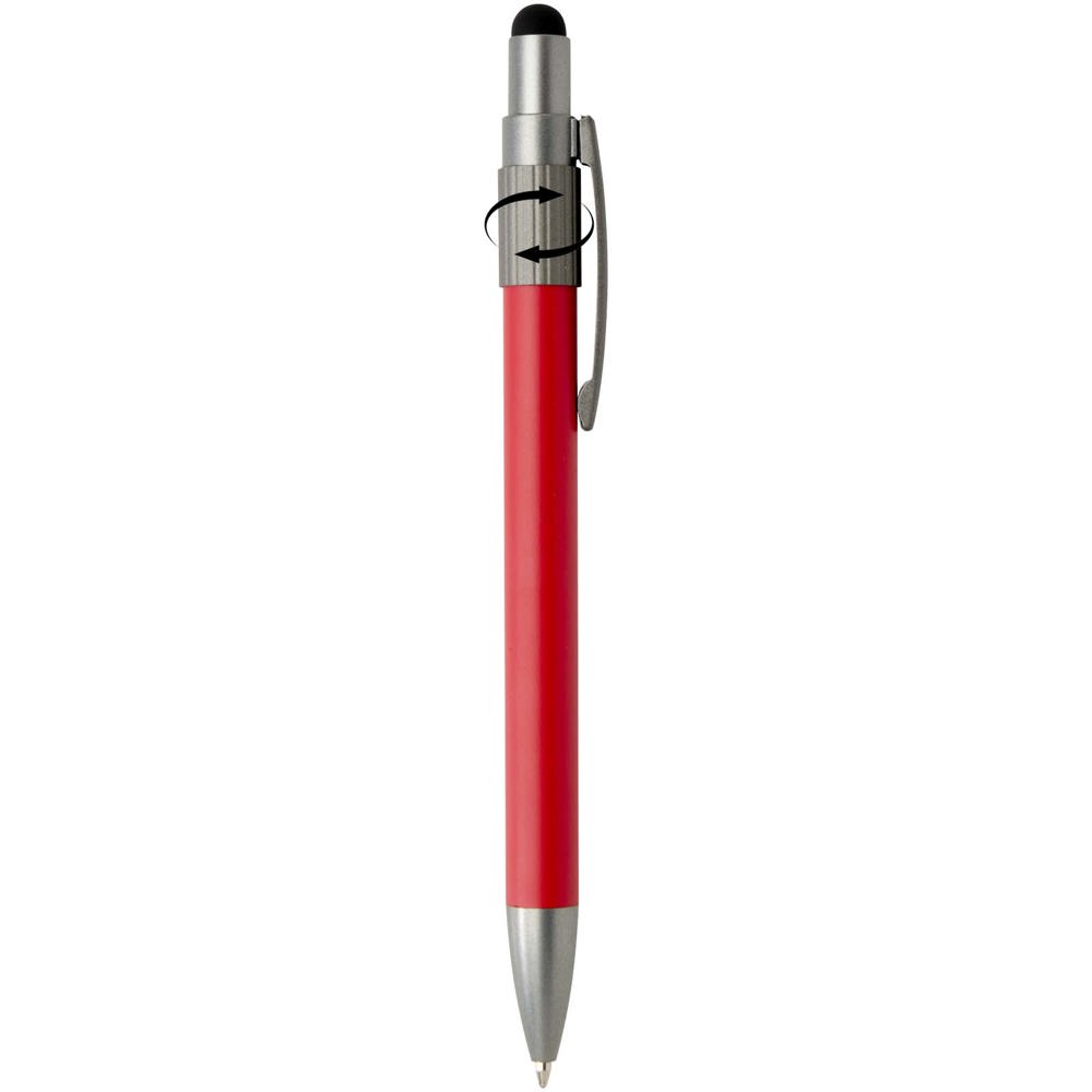 Stylo bille recyclé RCS avec stylet et toupie antistress (encre bleue) Rill Rouge