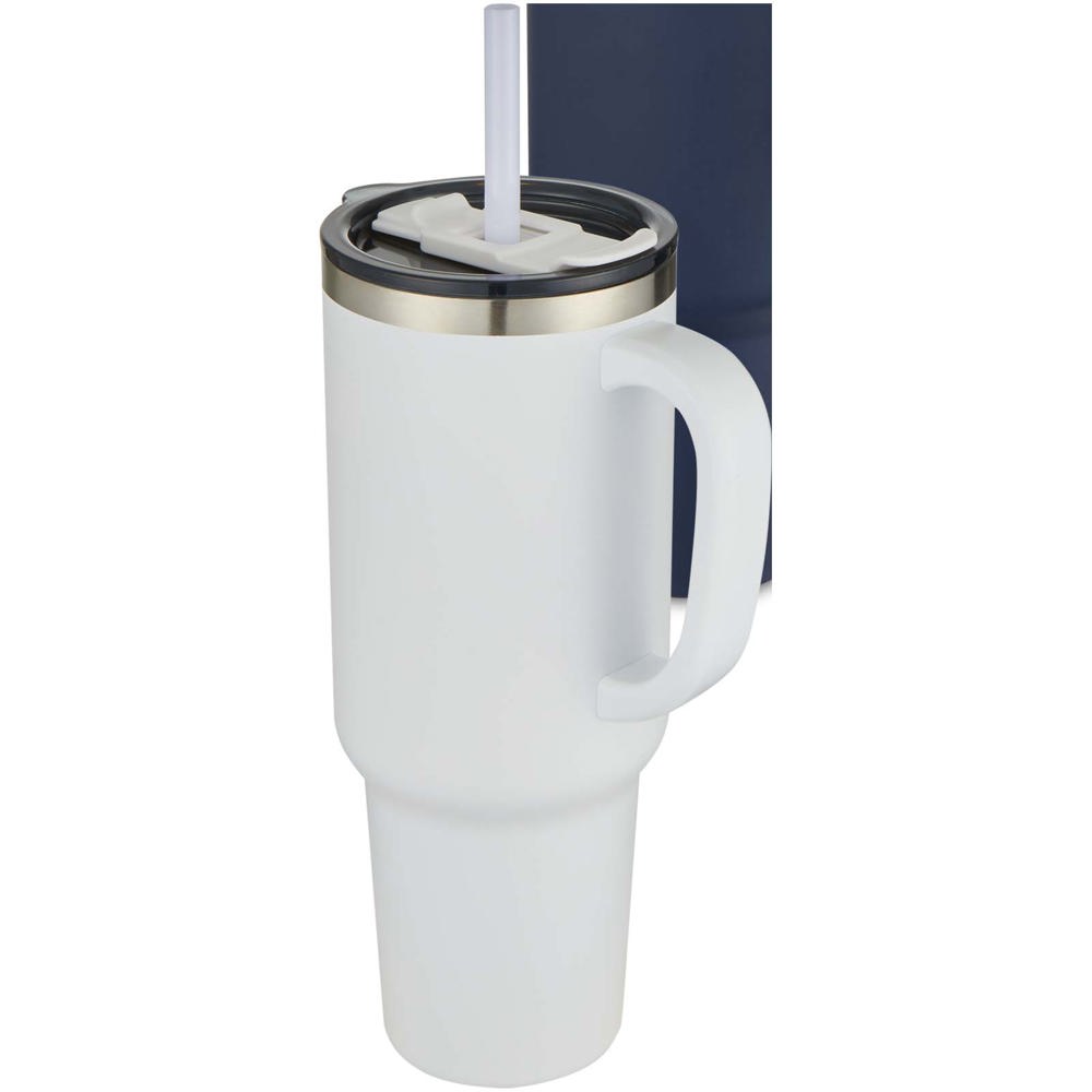 Mug Sydney 1200 ml double paroi certifié RCS avec isolation par le vide et couche de cuivre avec paille Rouge