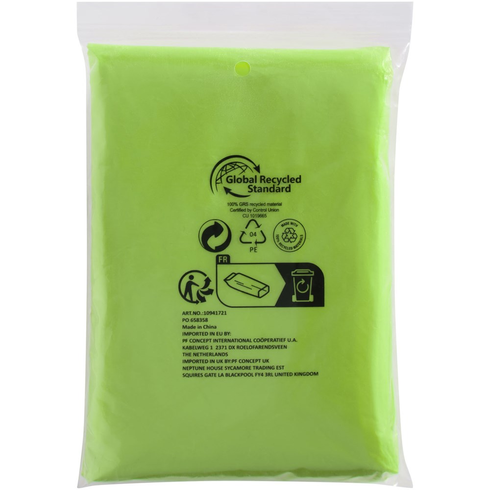 Mayan Regenponcho mit Aufbewahrungstasche aus recyceltem Kunststoff limone