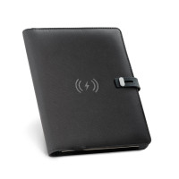 EMERGE A5 FOLDER Porte documents A5 en 300D polyester recyclé (100% rPET) avec chargeur sans fil