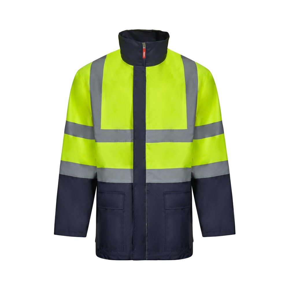 VL JUNO Parka 4 en 1 bicolore (180g/m²), en polyester (100%), avec finition PU Bleu marine, Jaune