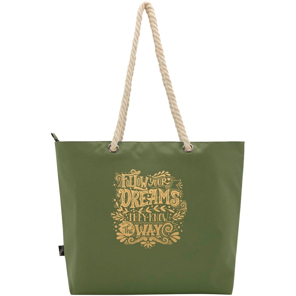 Panama Strandkühltasche mit Kordelgriffen aus recyceltem GRS-Material, 23L olive