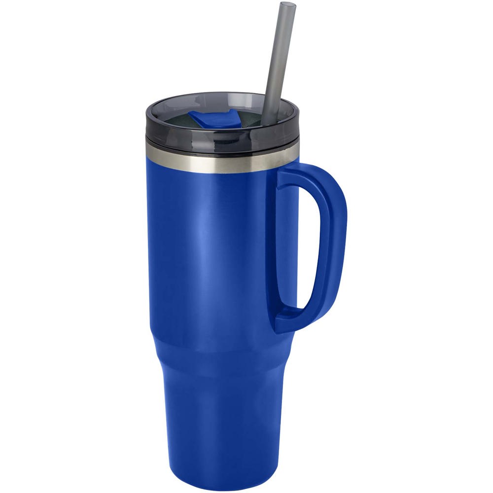 Mug isotherme Melbourne 1200 ml certifié RCS avec paille Bleu royal