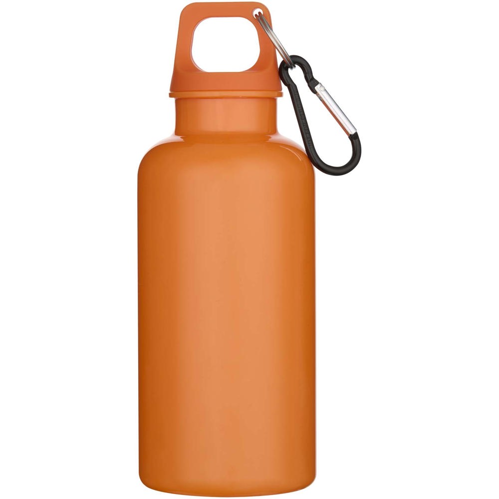 Bouteille d’eau Oregon de 400 ml en plastique recyclé uni certifié RCS avec mousqueton Orange