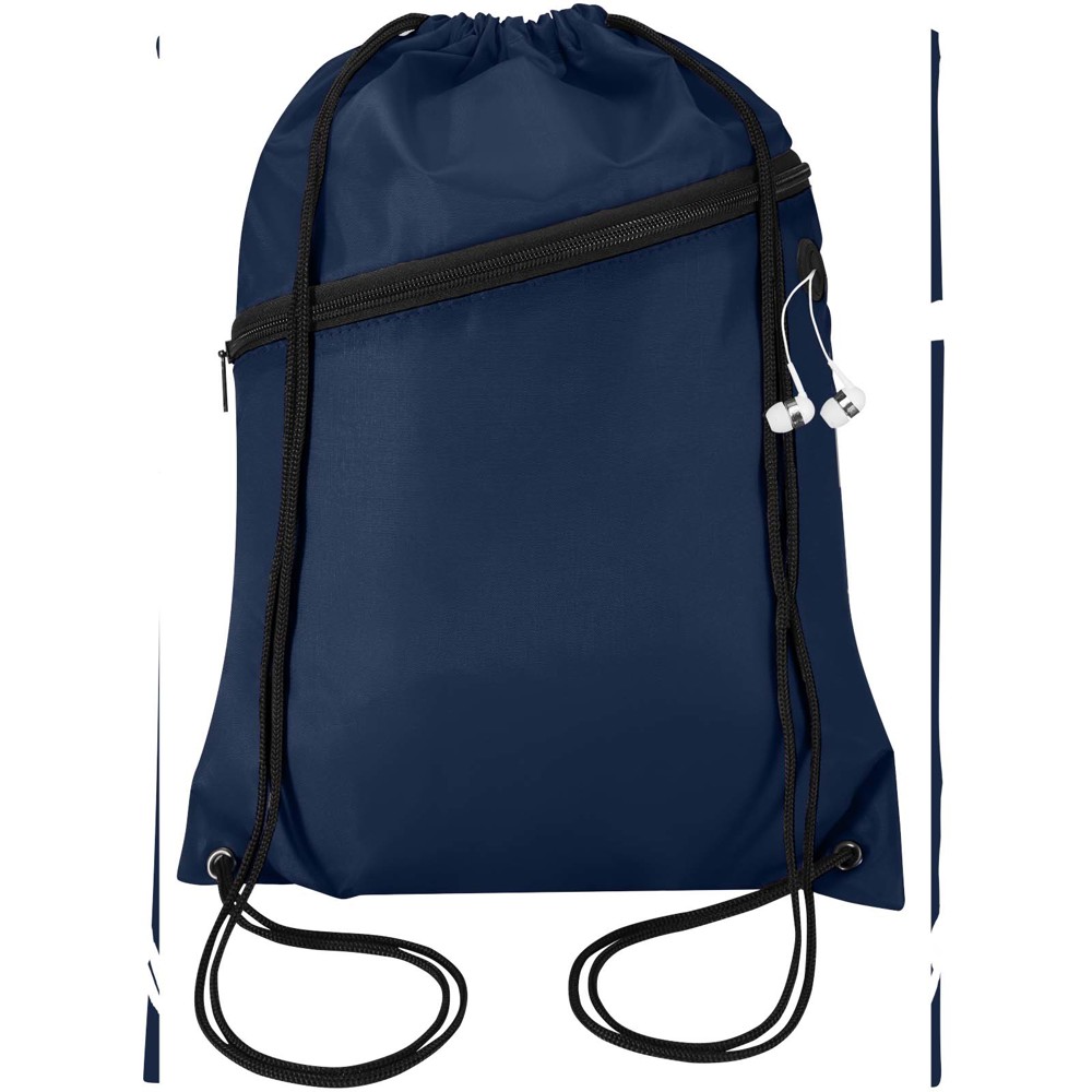 Sac à cordon Oriole en RPET avec poche avant zippée, 5 L Marine