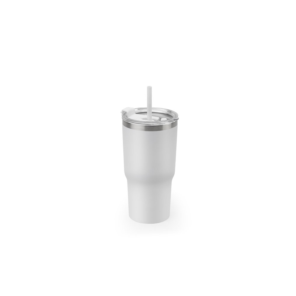 JOYNER M Gobelet de voyage compact en acier inoxydable (91% recyclé) avec double paroi isolée sous vide et finition mate 600 mL Blanc