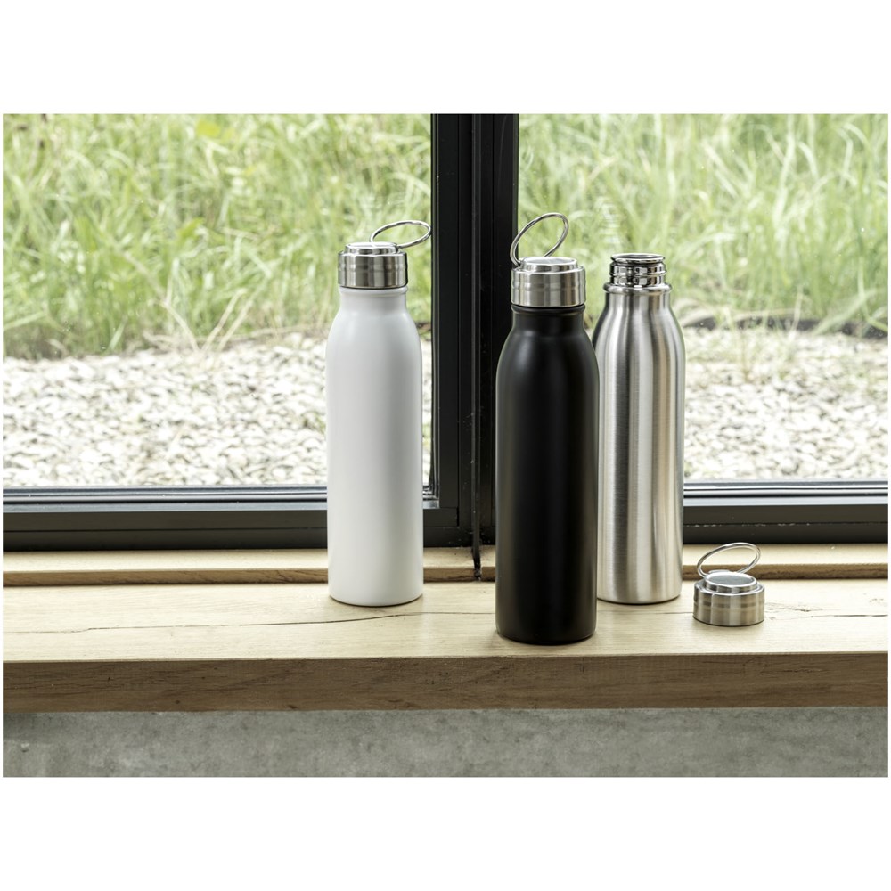 Bouteille d'eau Harper de 720 ml en acier inoxydable certifié RCS avec boucle métallique Noir