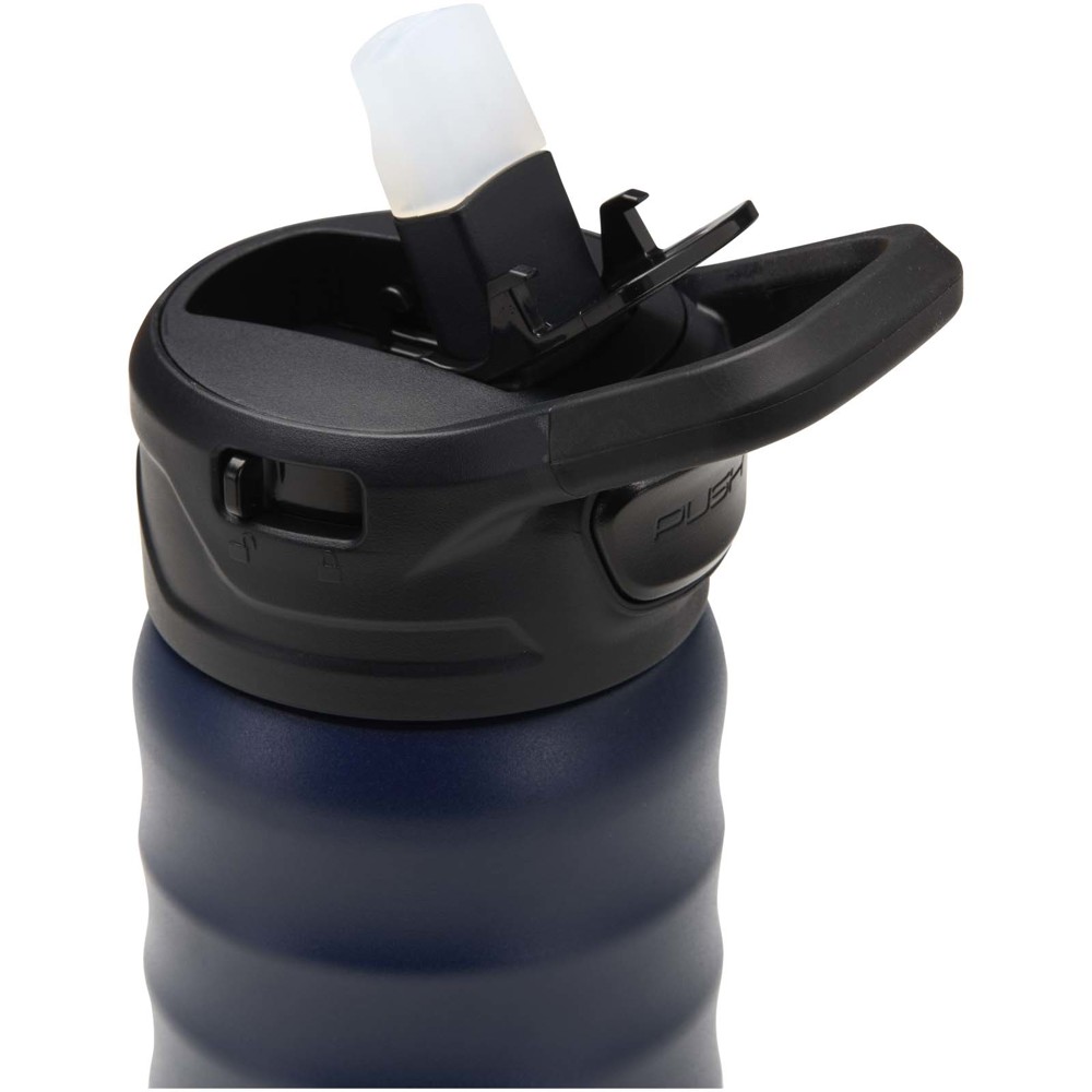 Gourde de sport Knox 350 ml en acier inoxydable à double paroi recyclé RCS avec paille rabattable Marine