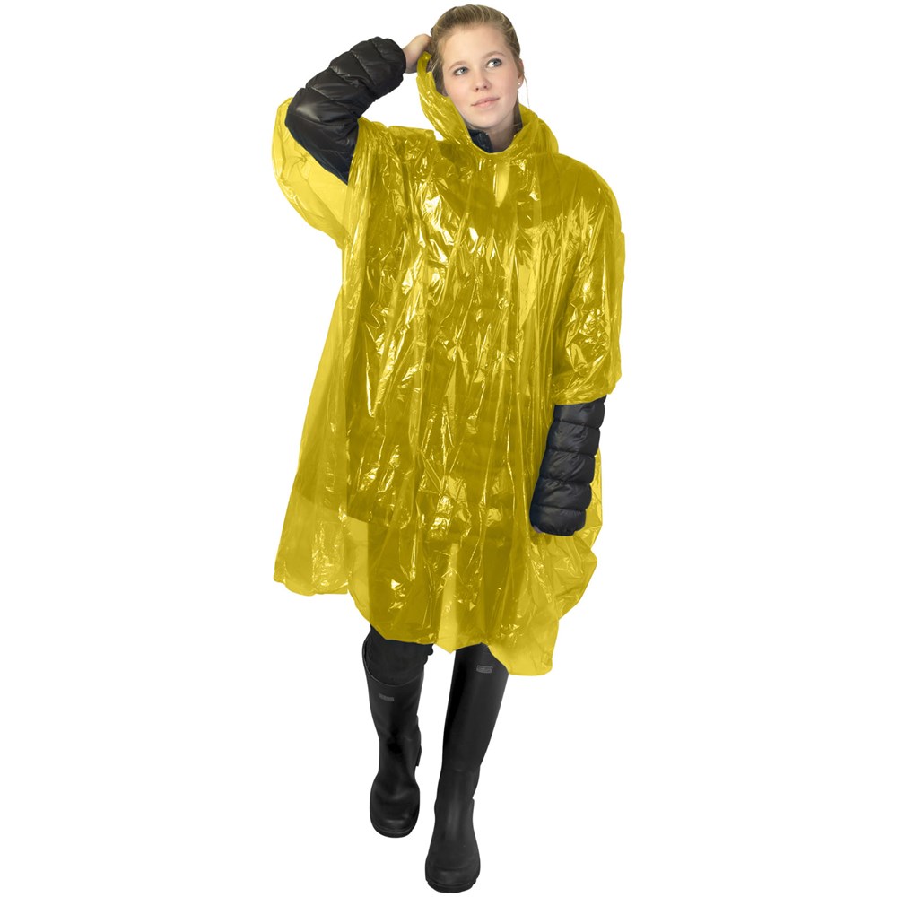 Mayan Regenponcho mit Aufbewahrungstasche aus recyceltem Kunststoff gelb