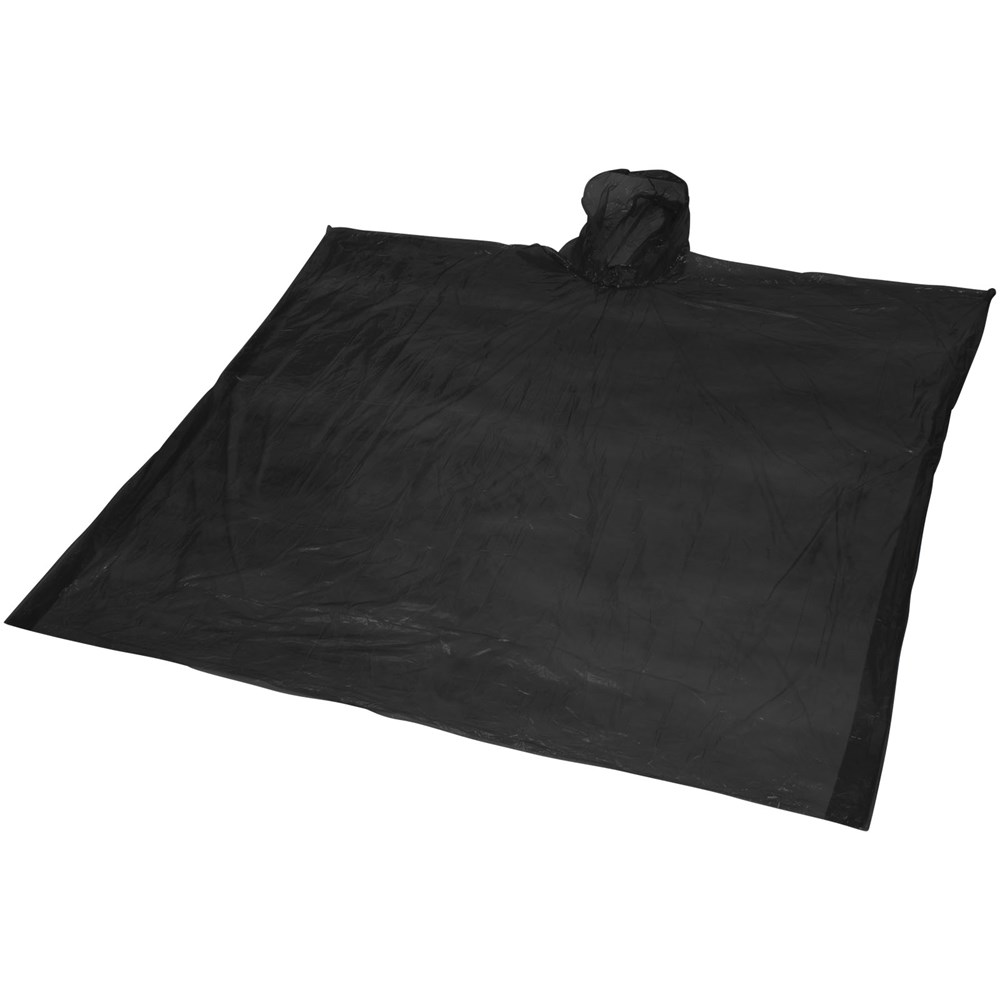 Mayan Regenponcho mit Aufbewahrungstasche aus recyceltem Kunststoff schwarz