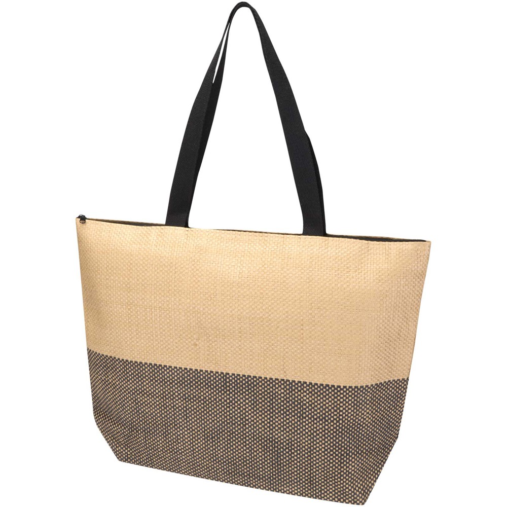 Rhythm grosse Strohpapier Tragetasche mit Reissverschluss, 21 l Schwarz