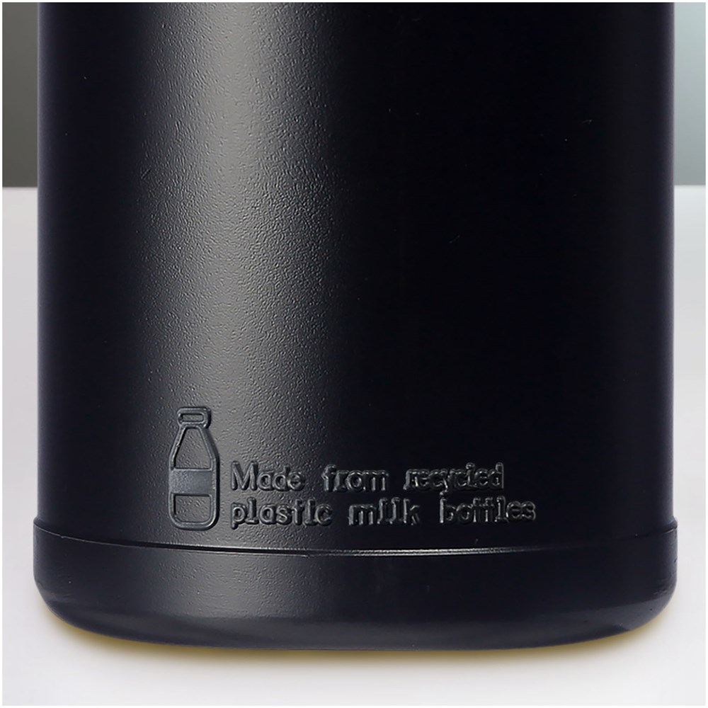 Baseline 500 ml recycelte Sportflasche mit Klappdeckel schwarz, orange