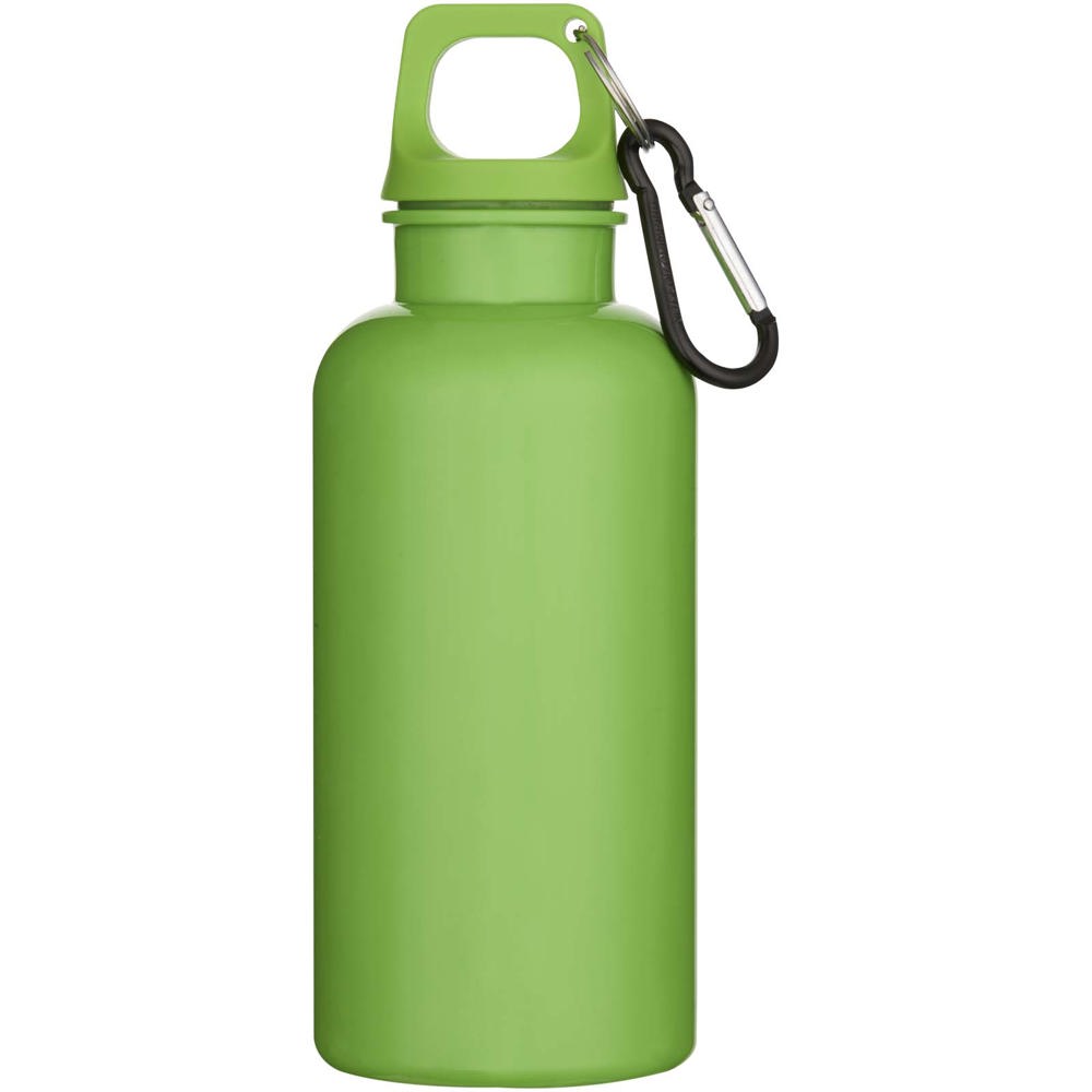 Bouteille d’eau Oregon de 400 ml en plastique recyclé uni certifié RCS avec mousqueton vert pomme