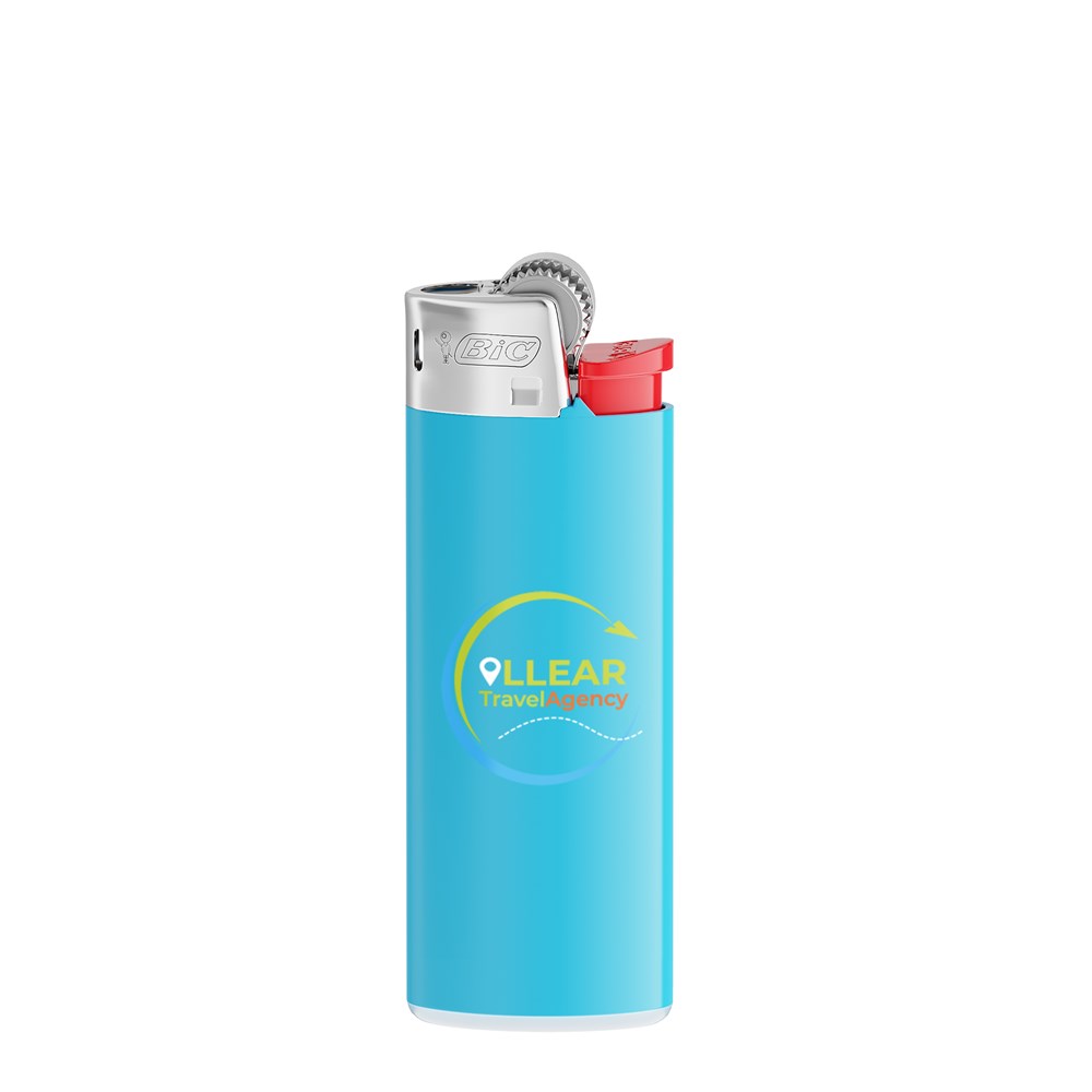 BIC® J25 Standard Feuerzeug Corpus Hellblau/Boden Weiss/Drücker Rot/Chromkappe