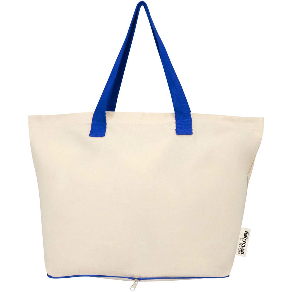 Sac shopping Sierra pliable en coton recyclé GRS 140 g/m2 7 L Naturel, Bleu royal