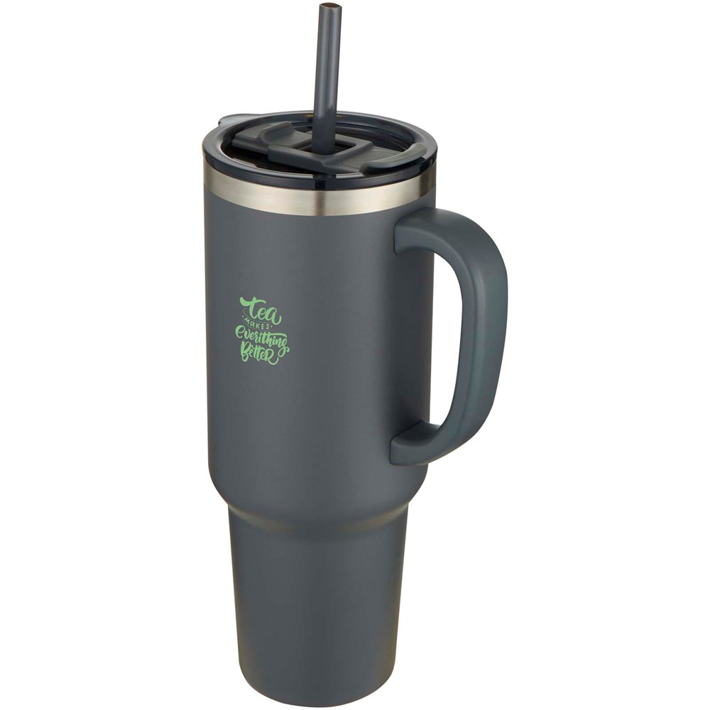 Sydney 1200 ml doppelwandiger RCS-zertifizierter Kupfer-Vakuum Isolierbecher mit Strohhalm grau
