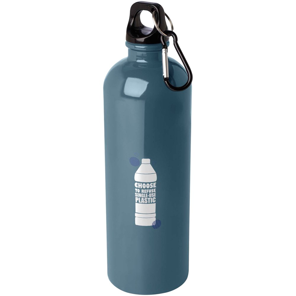 Bouteille d'eau Oregon de 750 ml simple paroi en acier recyclé certifié RCS avec mousqueton Hale Blue