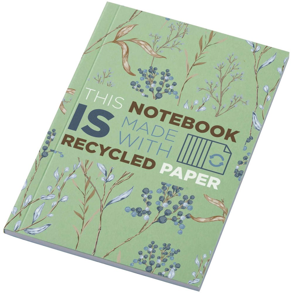 Cahier Novella Austen A6 recyclé à couverture souple de 50 feuilles Vert