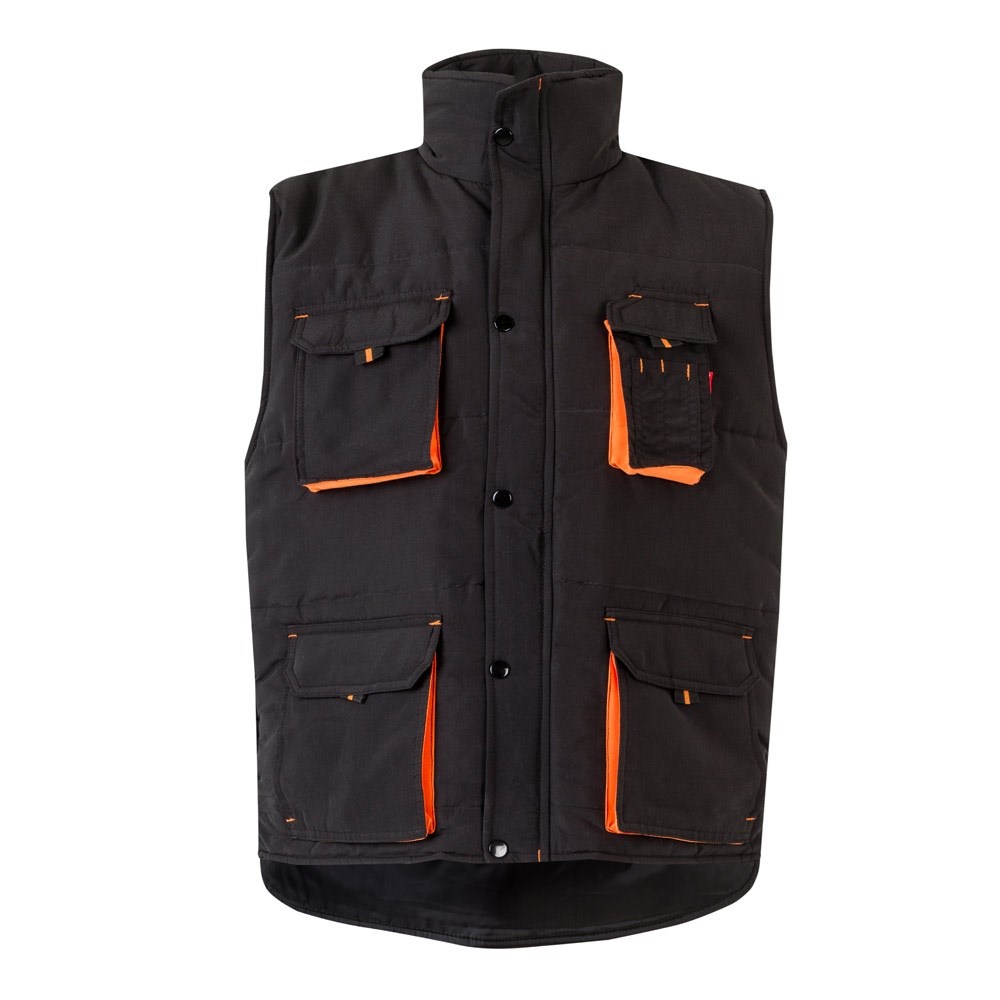 VL NERGAL Steppweste, zweifarbig, mit mehreren Taschen (120g/m²), aus Polyester (100%) schwarz, orange
