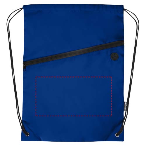 Sac à cordon Oriole en RPET avec poche avant zippée, 5 L Bleu royal